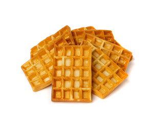 Belgian Waffle Isolated, Square Waffled Cookie, Soft Golden Belgian Waffles, Wafer Biscuit Breakfast