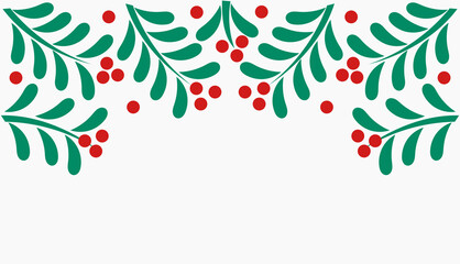 Mistletoe branches Christmas border background.