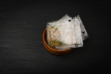 Small Spice Pouch, Dried Vegetables and Herbs Mix in Plastic Bag, Dry Peas, Greens, Dehydrated Food