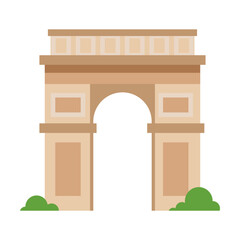 Colorful France famous city arch and travel symbol. Cartoon vector illustration. France culture journey concept