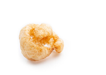 pork rind dry isolated on white background