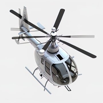 helicopter above view isolated on white. 3d rendering High quality illustration.