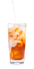 Ice tea milk isolated on white background
