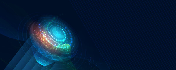 Quantum processing. Deep learning artificial intelligence. Future new technology  for business or science presentation