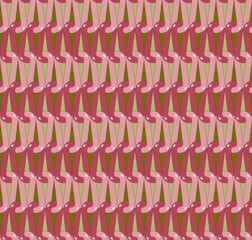 Seamless, Vector Stylized Image of Interlacing Red and Pink Loops Forming a Repeating Pattern. Can Be Used in Design and Textiles