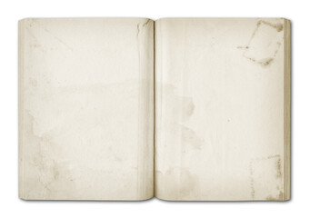 Old stained open book