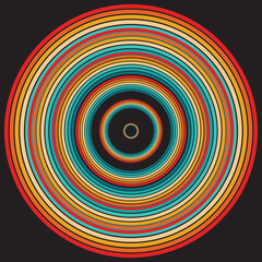 Retro Rainbow Abstract Background, Vintage 70s Rain Bow Arch Vector Illustration, 1970s Multicolor Party Rainbow