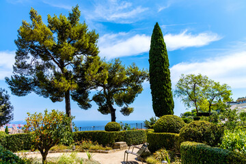 Princess Antoinette Park of Les Revoires quarter at French Riviera coast in Monte Carlo district of...