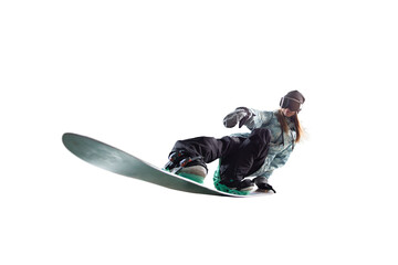Snowboarder girl isolated
