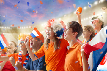Netherlands football team supporter on stadium.