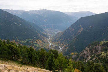 Fototapeta premium Mountain serpentine and road in Andorra.