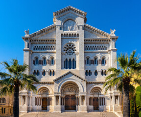 Fototapeta na wymiar Cathedral of Our Lady of Immaculate Conception known as Saint Nicholas Cathedral in Monaco Ville royal old town district of Monaco