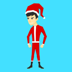 An illustration of a boy with Santa Claus costume