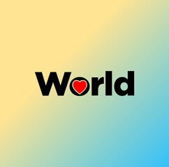 A world with heart typography unit.