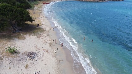 Fototapeta na wymiar Aerial view of sea with sandy beach