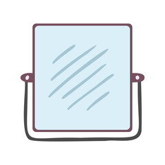 Hand drawn desktop mirror isolated on a white background. Doodle, illustration in a simple flat style. It can be used for decoration of textile, paper and other surfaces.