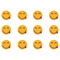 emoji set, icon savouring delicious food	