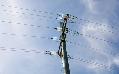 Poles with high voltage wires