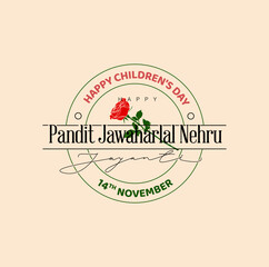 Happy Children's day And pandit Jawahar Nehru Jayanti greetings typography.
