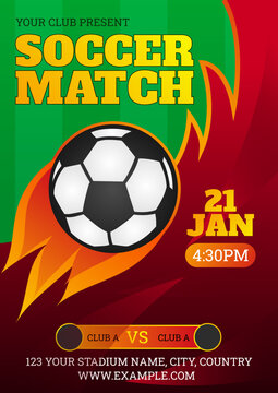 Football flyer design for poster template championship tournament, Soccer match flyer design