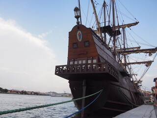 Portugalete, villa marinera de Vizcaya, con exhibición de barcos antiguos. España.