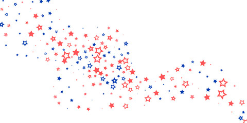 Falling confetti stars. Blue and pink stars on a white background. Festive background. Abstract texture on a white background. Design element. Vector illustration, eps 10.