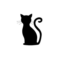 Vector isolated cat silhouette, logo, print, decorative sticker