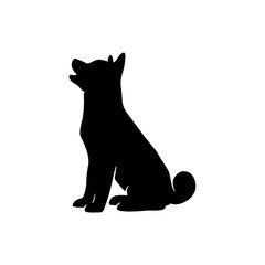 Vector silhouette of a dog on a white background