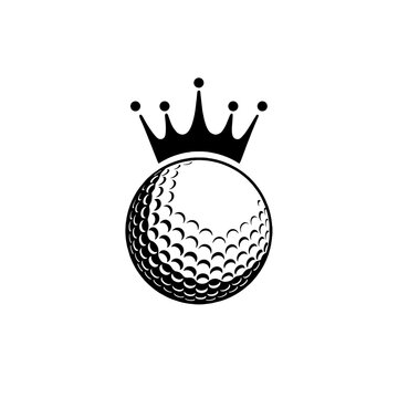 Black and White golf with crown Isolated Icon