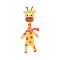 Cute giraffe. It can be used for printing on T-shirts, children's clothing design, invitation card for a children's holiday. Vector cartoon illustration.