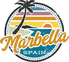 Fototapeta na wymiar Vintage Marbella Spain Vacation Travel Stamp