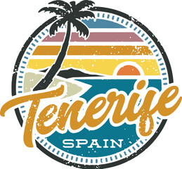Vintage  Tenerife Spain Vacation Travel Stamp © squarelogo