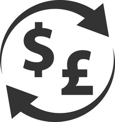 Dollar and pound icons with arrows. Currency exchange symbol. Flat vector illustration.