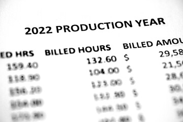 Business Numbers Printed on Paper for Bills and Fees