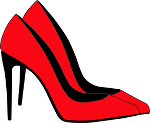 Pair of red high heels shoes. Fashion concept. Isolated design element.