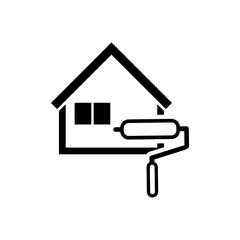  Painting the house icon isolated on white background.