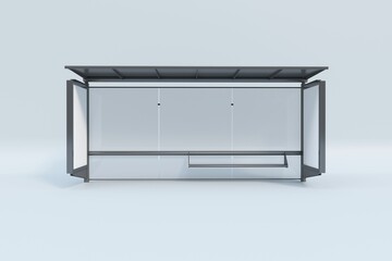 3D rendering of a modern simple bus stop on white background