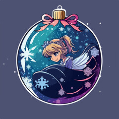 Fototapeta premium Christmas ball sticker, xmas balls stickers decoration. Winter holidays