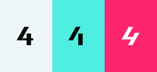 Set of number 4 minimal logo icon design template elements