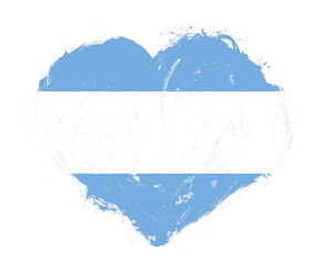 Argentina flag in stroke brush heart shape on white background