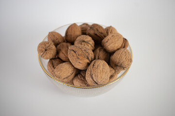 Bowl of walnuts top view 