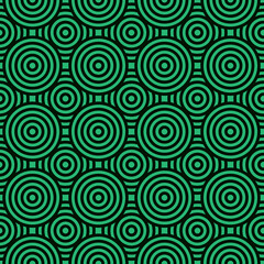 Green seamless circle pattern. Abstract green seamless spiral pattern. Green vintage seamless background. Green seamless geometric pattern.	
