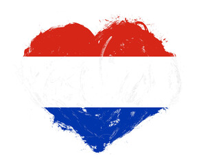 Paraguay flag in stroke brush heart shape on white background
