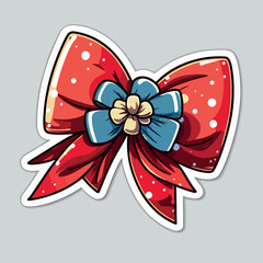 Christmas bow cartoon sticker, xmas bows ornament stickers. Multicolor