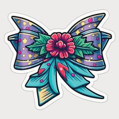 Obraz premium Christmas bow sticker, xmas bows stickers isolated decoration. Winter collection