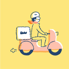 バイクで配達をしている男性