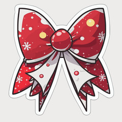 Christmas bow sticker, xmas bows stickers collection. Multicolor