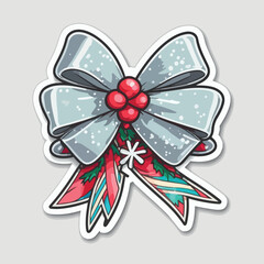 Sticker template with christmas bow,xmas bows stickers collection. Winter holidays