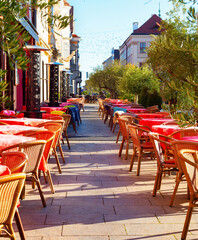 Tables restaurant terrace  Gyor Hungary