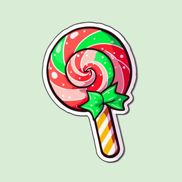 Christmas Candy Sticker, Xmas Candies Stickers Decoration. Winter Collection